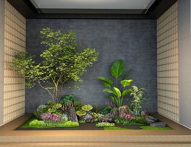 Indoor Landscape Sketch Flower Border Green Planting Flowers and Plants Combination Plant Group Landscape Tree Arbor Shrub Ball 3d model