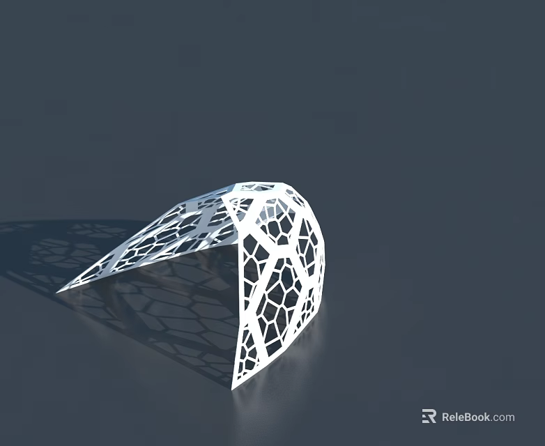 Modern White Swing Door With Honeycomb Perforated Design And Curved Structure 3d model