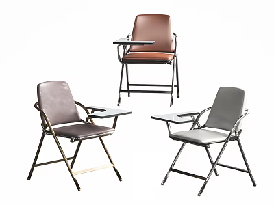 Folding Office Chairs With Writing Tablets In Multiple Colors For Workspaces 3d model