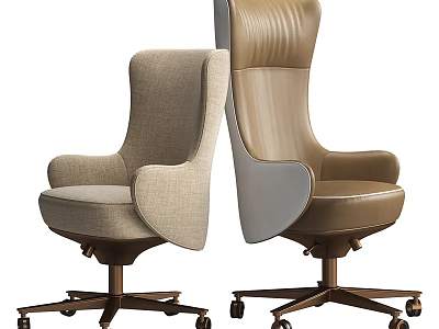 Modern Office Chair With Fabric And Leather Upholstery Armrests Metal Base And Wheels 3d model