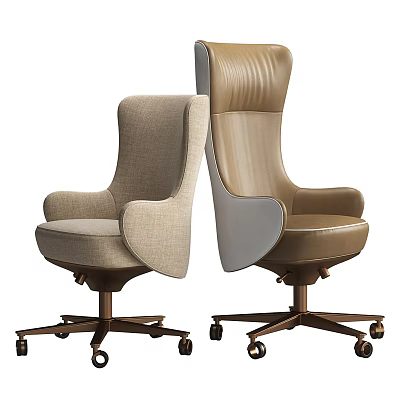 Modern Office Chair With Fabric And Leather Upholstery Armrests Metal Base And Wheels 3d model