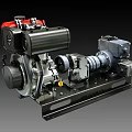 Diesel Generator Engine With Red Fuel Tank Silver Metal Casing And Heavy Duty Base Frame
