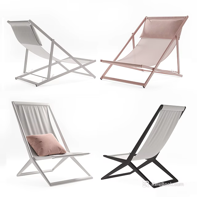 Modern Lounge Chairs with Metal Frame Fabric Seat in White Pink Black Color Options 3d model 