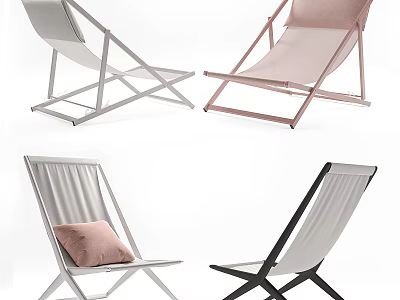 Modern Lounge Chairs with Metal Frame Fabric Seat in White Pink Black Color Options 3d model