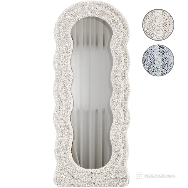 Decorative Mirror with Wavy Beaded Frame Modern Home Decor and Textured Edge Detail 3d model 