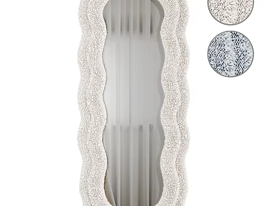 Decorative Mirror with Wavy Beaded Frame Modern Home Decor and Textured Edge Detail 3d model