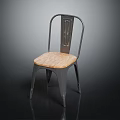 Vintage Metal Frame Wooden Seat Minimalist Design Leisure Chair For Home Decor