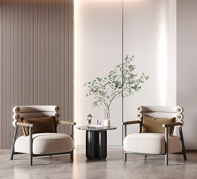 Modern Living Room With Comfortable Leisure Sofa Set And Coffee Table 3d model