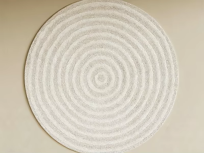 Minimalist Light Colored Round Carpet With Concentric Striped Pattern For Home Decor 3d model