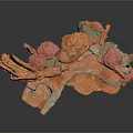 Natural Rock Scene Structure With Cave Stone Platform And Textured Surfaces