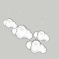 Four Modern White Cloud Shaped Chandeliers Hanging On Gray Background 3d model