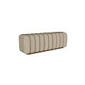 Elegant Modern Sofa Bench With Beige Fabric Vertical Tufted Design And Gold Metal Legs