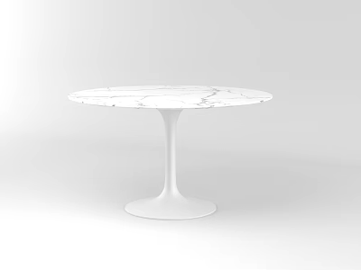 Round Modern Dining Table with White Marble Top and Sleek Pedestal Base Design 3d model