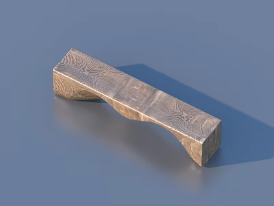 Modern Wooden Stool Featuring Curved Design And Natural Wood Grain Texture 3d model