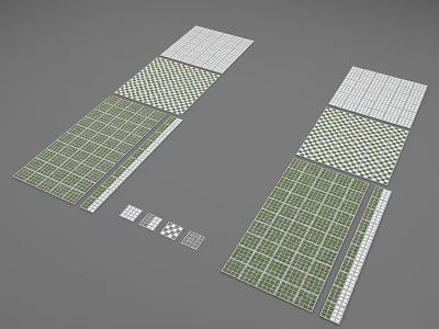 Stylish Floor Tiles With Green White Grid Patterns And Various Design Samples 3d model