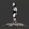 Game Movie Robot Character With White Black Body Blue Circular Accents And Purple Radial Platform