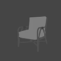 Beige Upholstered Single Sofa With Wooden Frame Armrests And Modern Design