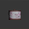 Stylish Clothing Accessory Storage Box With Pink Floral Pattern Red Trim And Handle