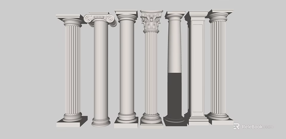 Garden Landscape Design With Various Classical Column Styles And Ornate Details 3d model 