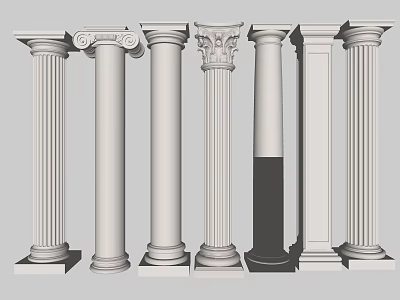 Garden Landscape Design With Various Classical Column Styles And Ornate Details 3d model