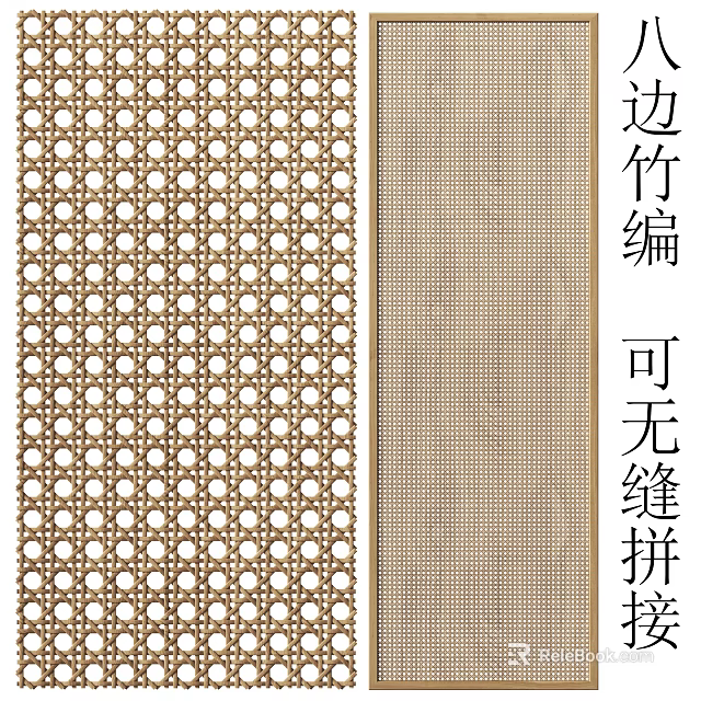 Traditional Bamboo Woven Screen with Seamless Joining Design for Home Decor 3d model 