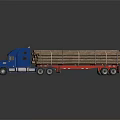 Blue Functional Heavy Duty Truck Transporting Loaded Timber Logs on Trailer