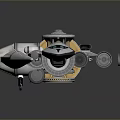 Futuristic Spaceship Model With White Gold Exterior Transparent Cockpit And Mechanical Details