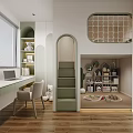 Modern Green Kids Room With Staircase Play Area And Study Desk