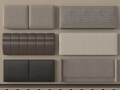 Upholstered Bed Headboards with Gray Black Beige Colors and Tufted Padded Designs 3d model