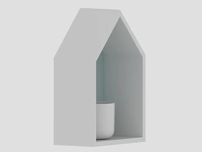 Minimalist Decorative Ornament Set With White House Shaped Shelf And Cup 3d model
