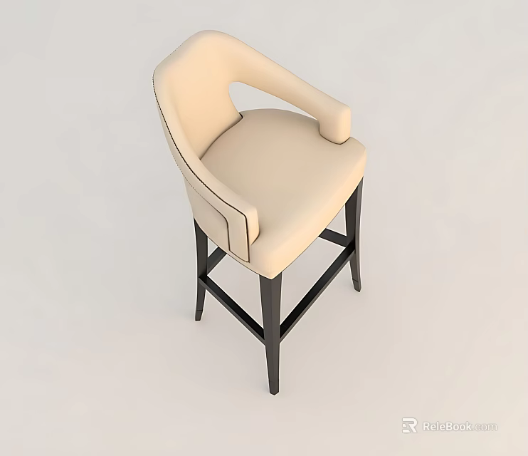 Modern Beige Upholstered Leisure Chair With Comfortable Armrests And Black Legs 3d model 
