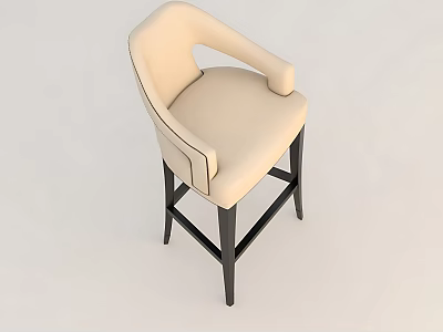 Modern Beige Upholstered Leisure Chair With Comfortable Armrests And Black Legs 3d model
