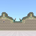 Traditional Ancient Architecture With Green Roof Ornate Eaves And Colorful Decorations