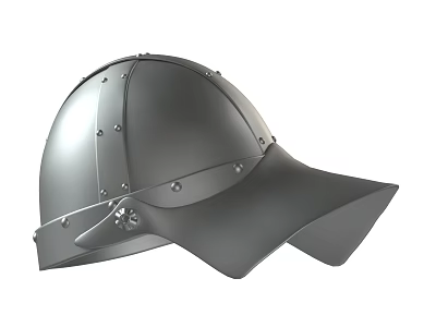 Medieval Metal Helmet With Riveted Design And Protective Visor 3d model