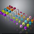 Colorful Candies With Various Shapes Vibrant Colors Lollipops And Candy Canes
