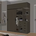 Modern Light Wood Wardrobe With Sliding Doors Hanging Area Drawers Shelves And Storage