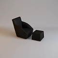 Black Leisure Chair With Small Stool In Light Colored Background 3d model