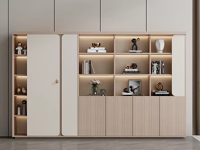 Modern Wooden Filing Cabinet With Compartments Cabinet Doors And Decorative Items 3d model