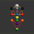 Abstract Geometric Structure With Colored Spheres Connecting Rods And Silver Top Sphere