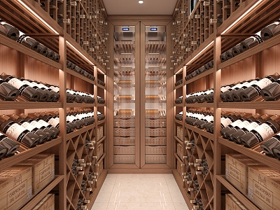 Solid Wood Red Wine Cellar Cold Storage Room Constant Temperature Cabinet Display Cabinet Red Wine Cellar 3d model