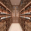 Solid Wood Red Wine Cellar Cold Storage Room Constant Temperature Cabinet Display Cabinet Red Wine Cellar 3d model
