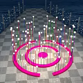 Decorative Lights With Colorful Light Poles Topped With Round Lights On Pink Circular Platform