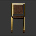 Modern Elegant Leisure Chair With Golden Frame And Brown Leather Upholstery