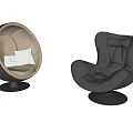 Modern Single Sofa Designs with Beige and Grey Upholstery White Cushion and Black Base