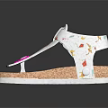 Cute Children's Sandals With White Upper Brown Sole Colorful Patterns And Pink Decoration