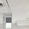 Spacious Modern Office Lobby Interior With White Design Large Windows And Marble Flooring 3d model