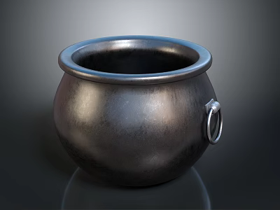 Black Metal Cooking Pot With Side Handle For Household Kitchen Use 3d model