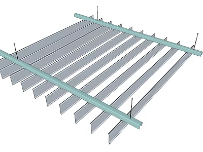 Suspended Ceiling Metal Grid Structure with Horizontal and Vertical Strips 3d model