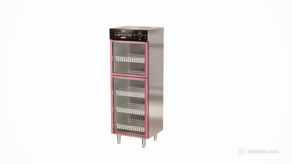Cafeteria Commercial Disinfection Cabinet With Glass Doors And Multiple Storage Racks 3d model 