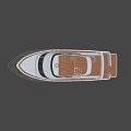 Elegant White and Blue Yacht with Railing Black Windows and Upper Deck
